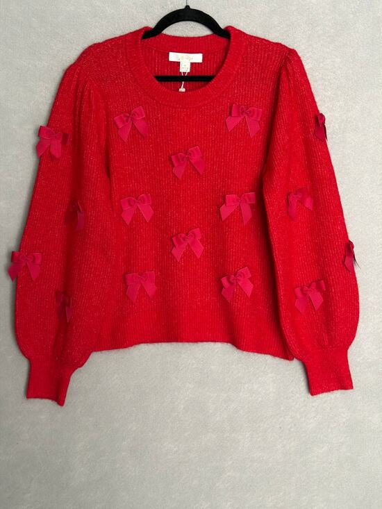 Lilly Pulitzer Sweaters - Lilly Pulitzer Zarie Sweater Party Bows Cranberry Red Women's Medium NEW